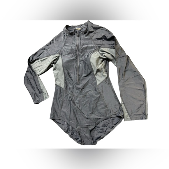 DACI plus size 3X One Piece Long Sleeve Surfing Rash Guard Swimsuit Zipper NWT - Picture 2 of 5